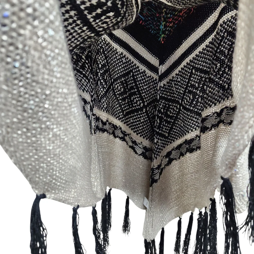 Alberto Makali New York Knit Shawl Metallic Glitter Tie Dye Womens Size L/XL